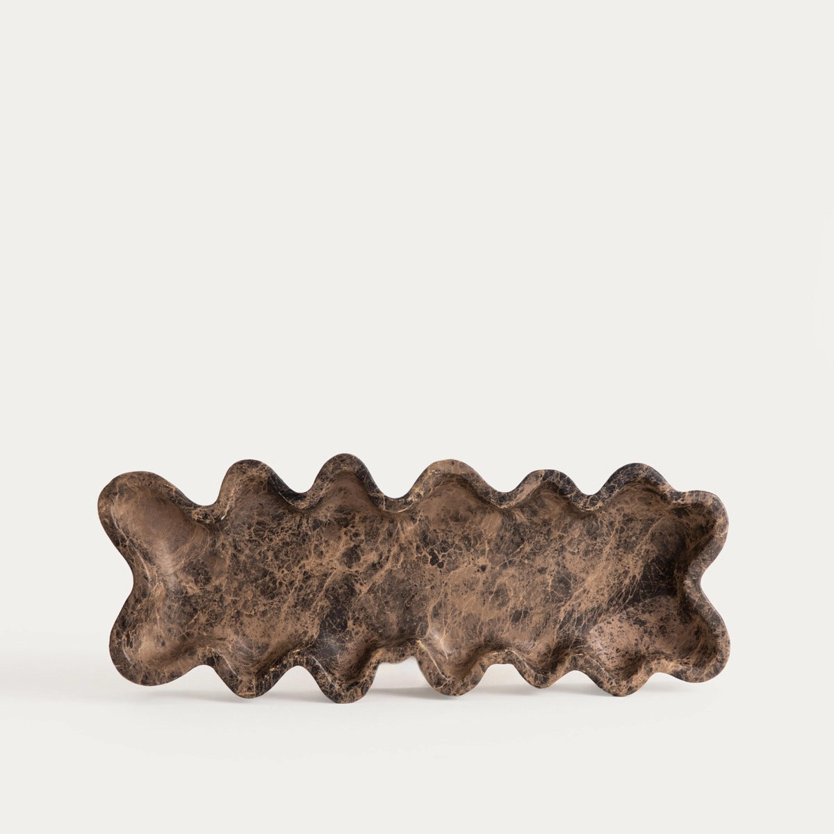 Dekoratives Tablett - gewellter Rand, Holz Braun