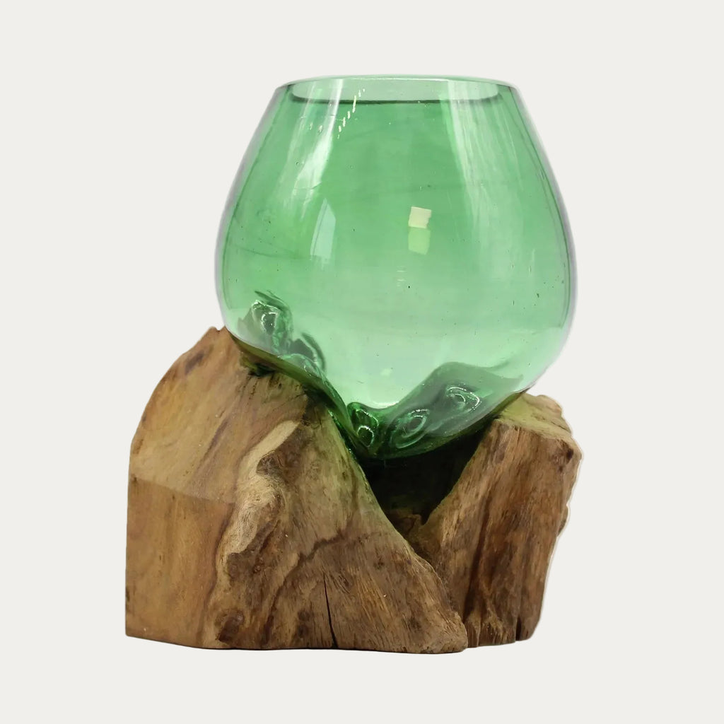 Glas in Holz Deko