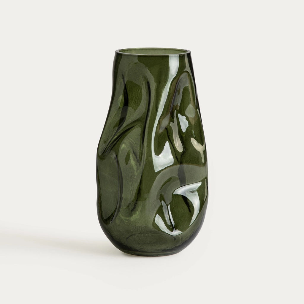 Grüne Vase - Grün geriffelte Deko Vase