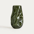 Grüne Vase - Grün geriffelte Deko Vase