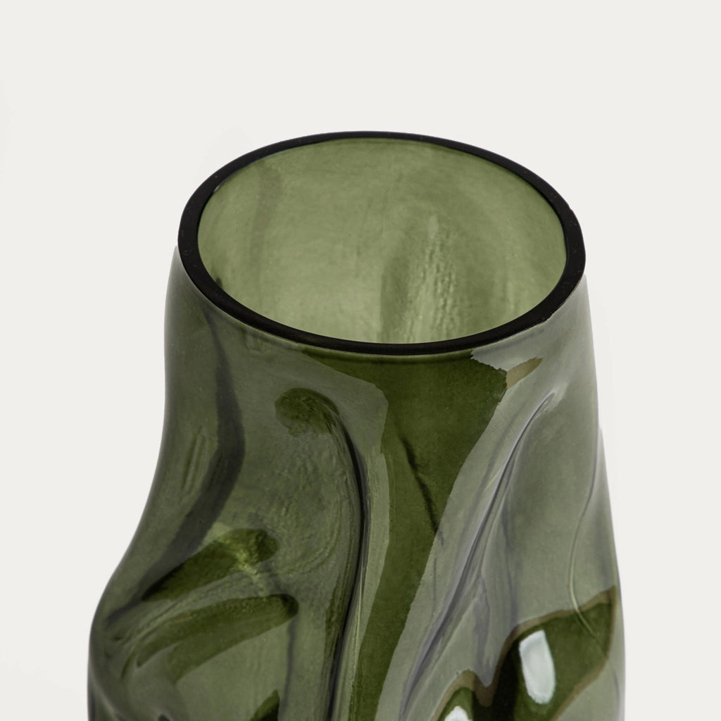 Grüne Vase - Grün geriffelte Deko Vase