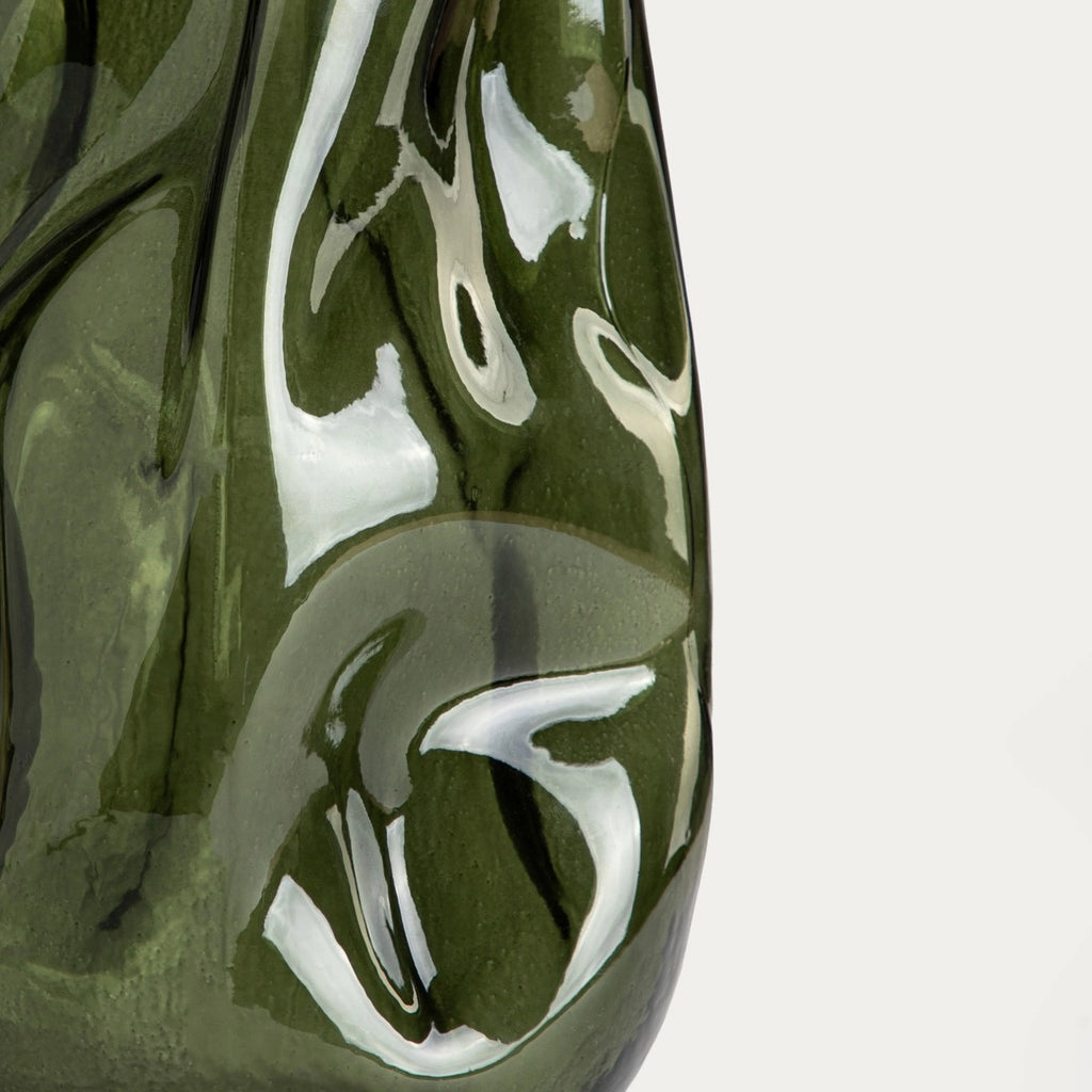 Grüne Vase - Grün geriffelte Deko Vase