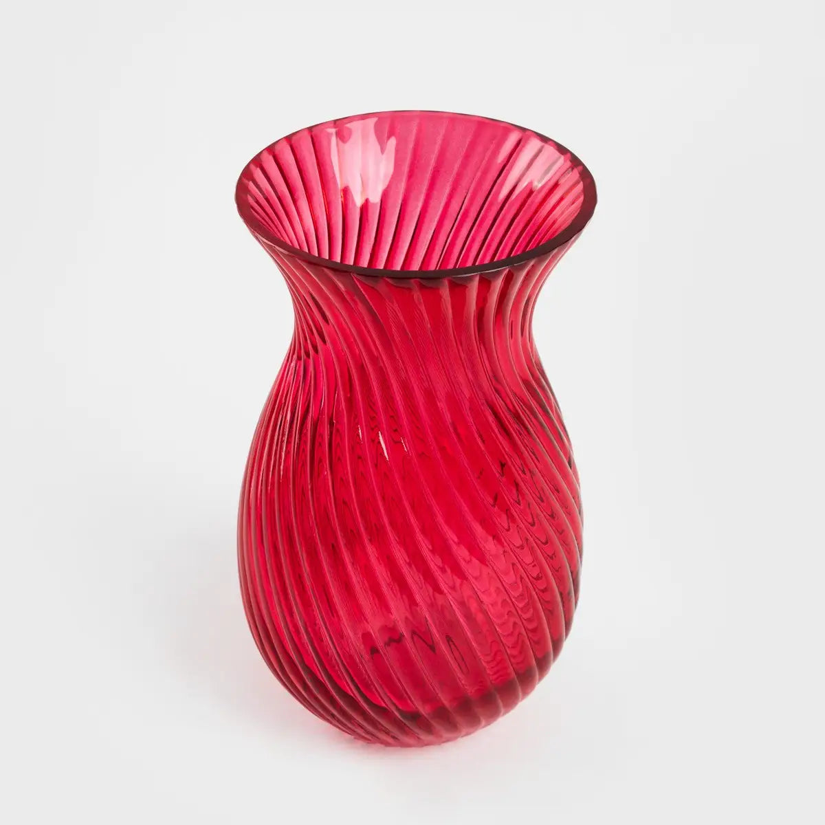 YUUE Glasvase – Rot, geriffelt