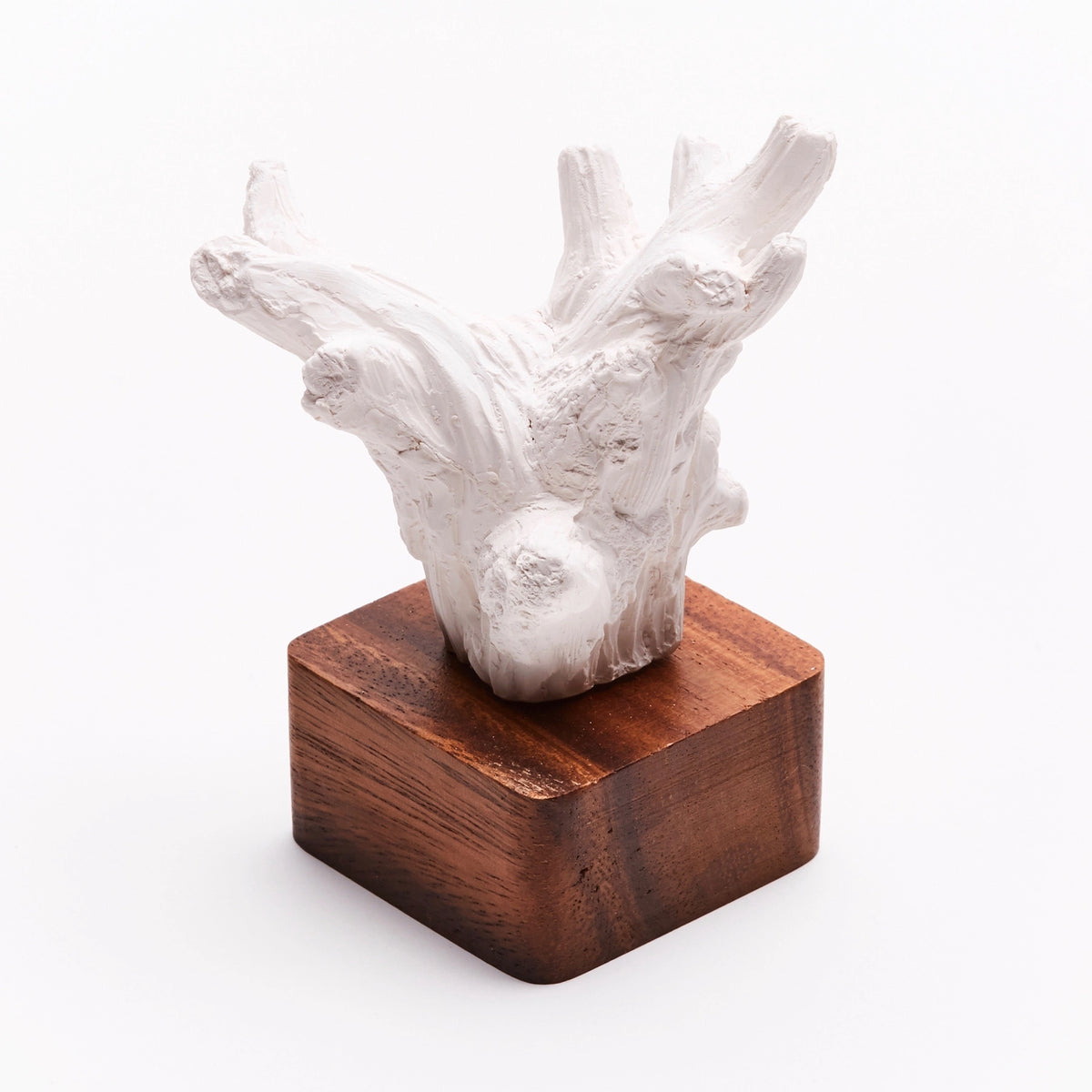 Keramikskulptur mit Akazienholzsockel